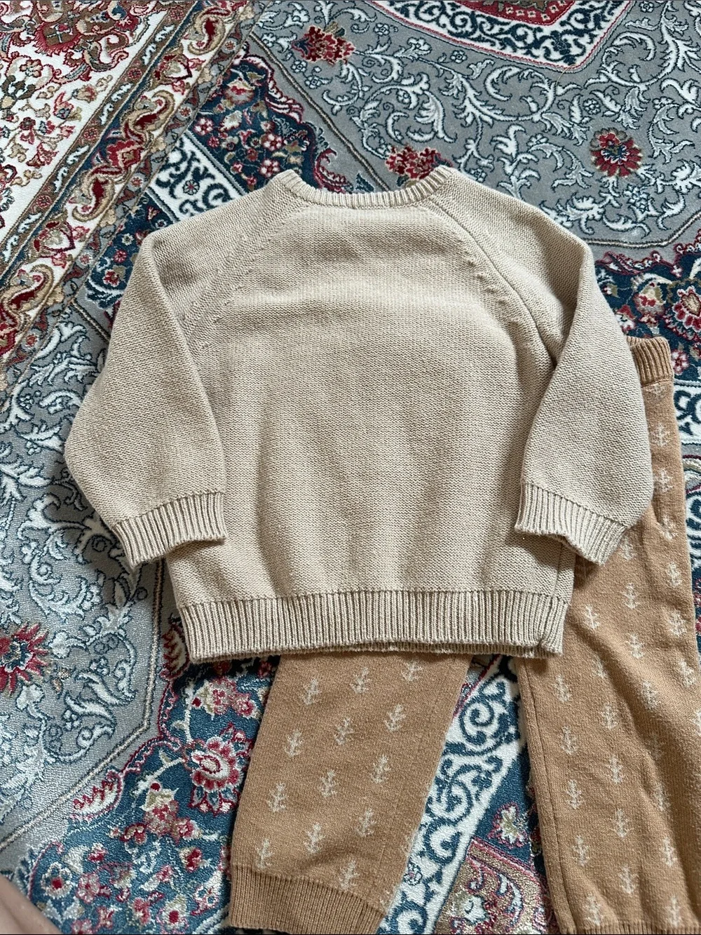 Catimini Beige Knit Baby Pullover with Shoulder Button